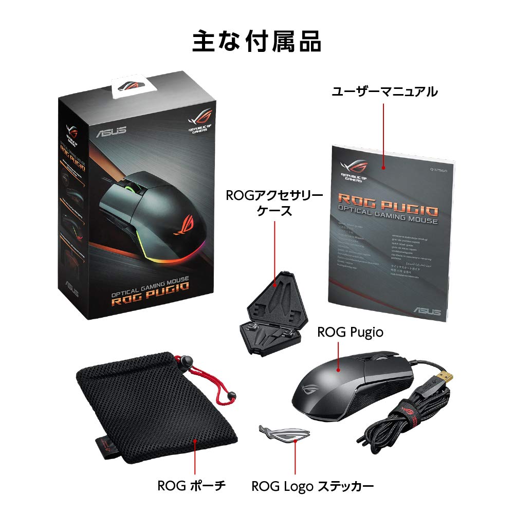 Игровая мышь ASUS P503 ROG PUGIO с настраиваемым расположением боковых кнопок и функцией замены основных переключателей