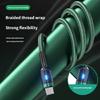 Усиленный плетеный USB C кабель для передачи данных, оснащенный функцией подсветки и автоматической остановкой зарядки при полном заряде