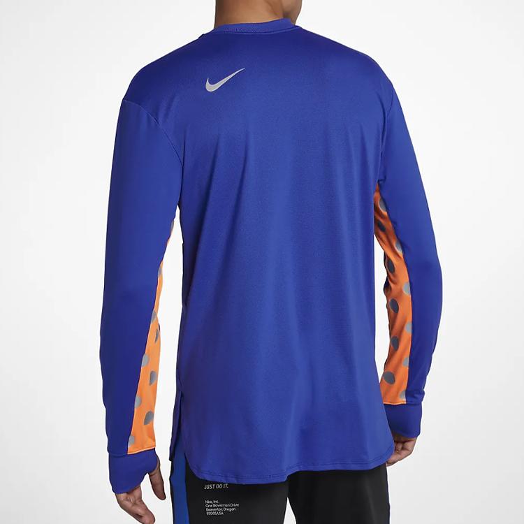 Nike Спортивная футболка с длинными рукавами и принтом алфавита, мужские топы, синяя BQ8183-405