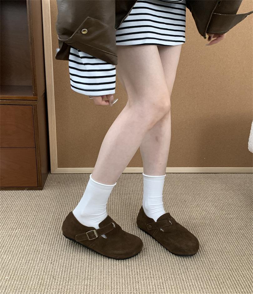 Женские осенние новые полушлепанцы с толстой подошвой 3 см, с закрытым носком, в стиле мори, ретро, ленивые, мягкие, уродливо-милые туфли