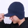 Мужская зимняя вязаная кепка-восьмиклинка с ушками, ветрозащитная, теплая, с защитой ушей, для езды на велосипеде, бейсболка, вязаные кепки-газетчики