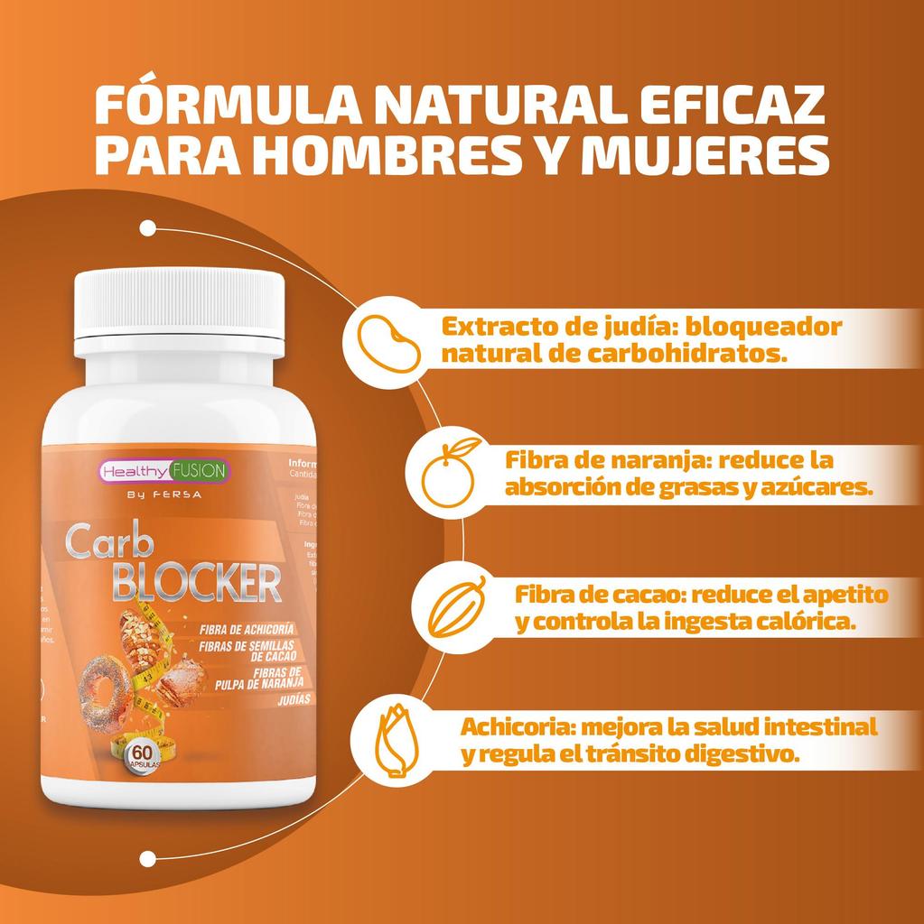 Healthy Fusion - Carb Blocker | Powerful Carbohydrate and Fat Blocker | Cacao Seed, Orange Pulp, and Chicory Fiber | 60 Caplets