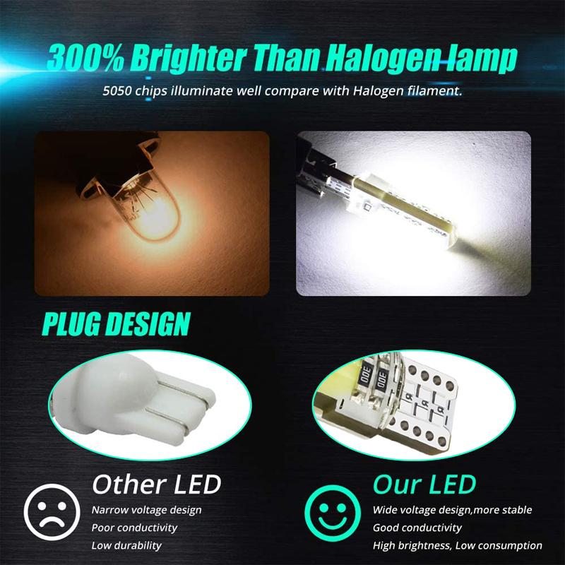 2-20 шт. Автомобильные сигнальные огни T10 W5W Светодиодные лампы COB 12SMD Водонепроницаемые 12 В 7500K Белый Автоматическая дверь Плафон Номерной знак Багажник Клиновидный Боковые фонари