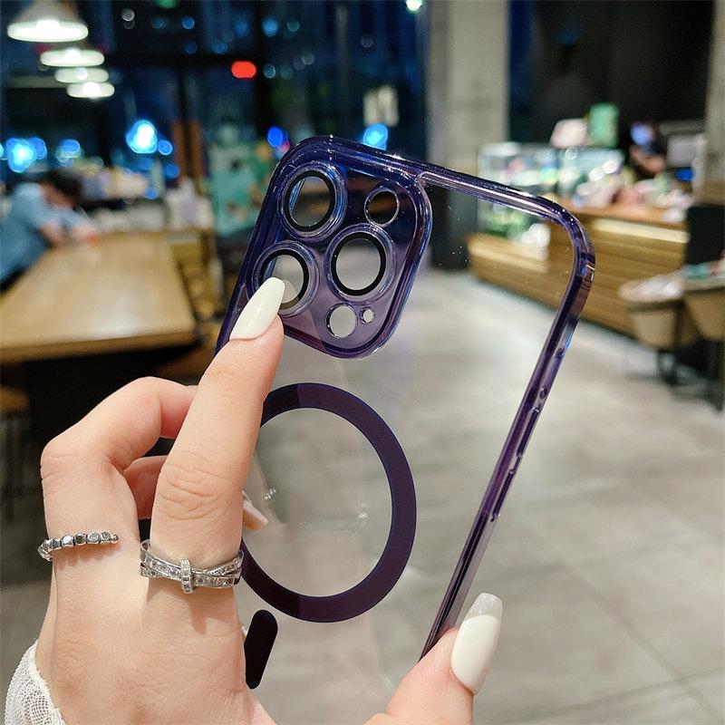 Роскошный прозрачный магнитный чехол для линз с диафрагмой и беспроводной зарядкой для iPhone 14 13 12 11 Pro Max, универсальный защитный чехол от падения