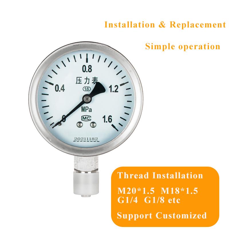 Pressure Gauge Manometer 60mm Dial -0.1-1.6Mpa 0-40Mpa Pressure Meter Manometer M14*1..5 Water Oil Air Pressure Manometer