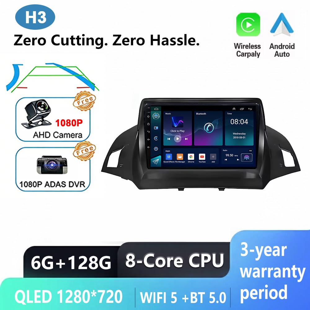 Android 16 For Ford C-MAX Kuga 2 Escape 3 2012-2019 Auto Car Radio Wireless Carplay GPS Navigation Screen Stereo Video tools BT