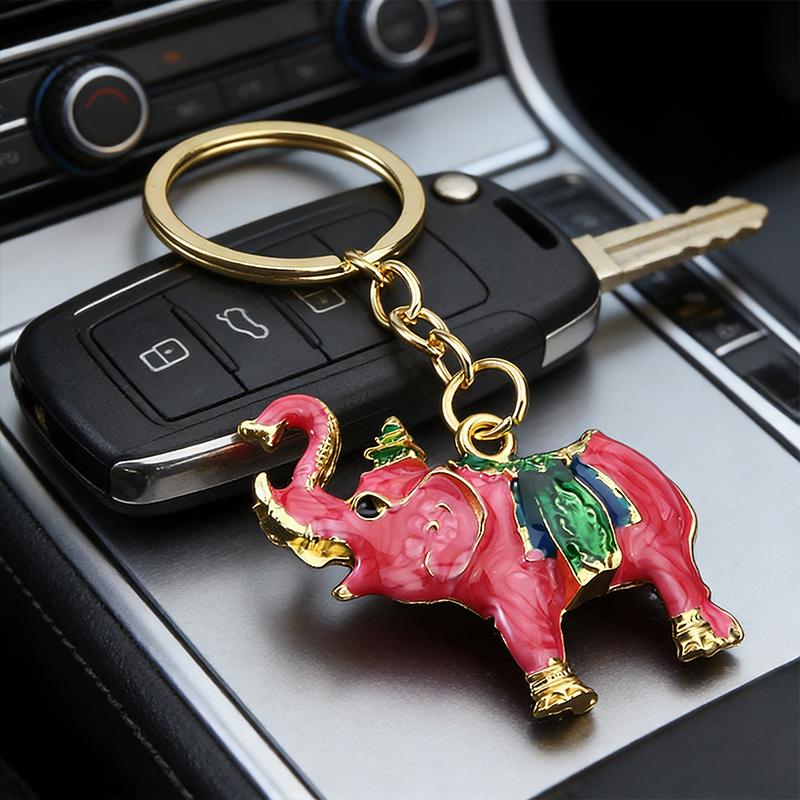 Elephant Keychain Vintage Creative Colorful Animal Pendant for Car Bag Decoration Cute Girls Accessory
