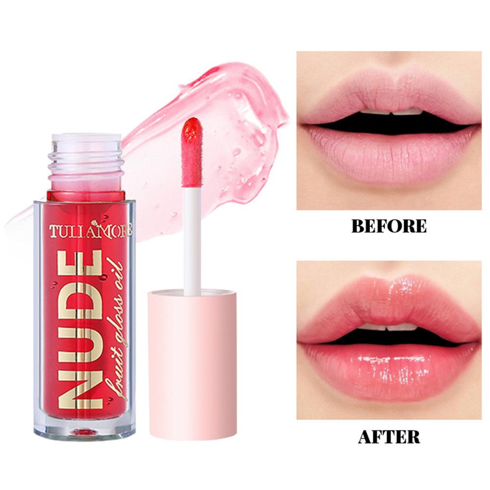 4 цвета с изменением цветовой температуры, фруктовое масло для губ, зеркало, водная глянцевая глазурь для губ, прозрачная увлажняющая увлажняющая жидкость для ухода за губами