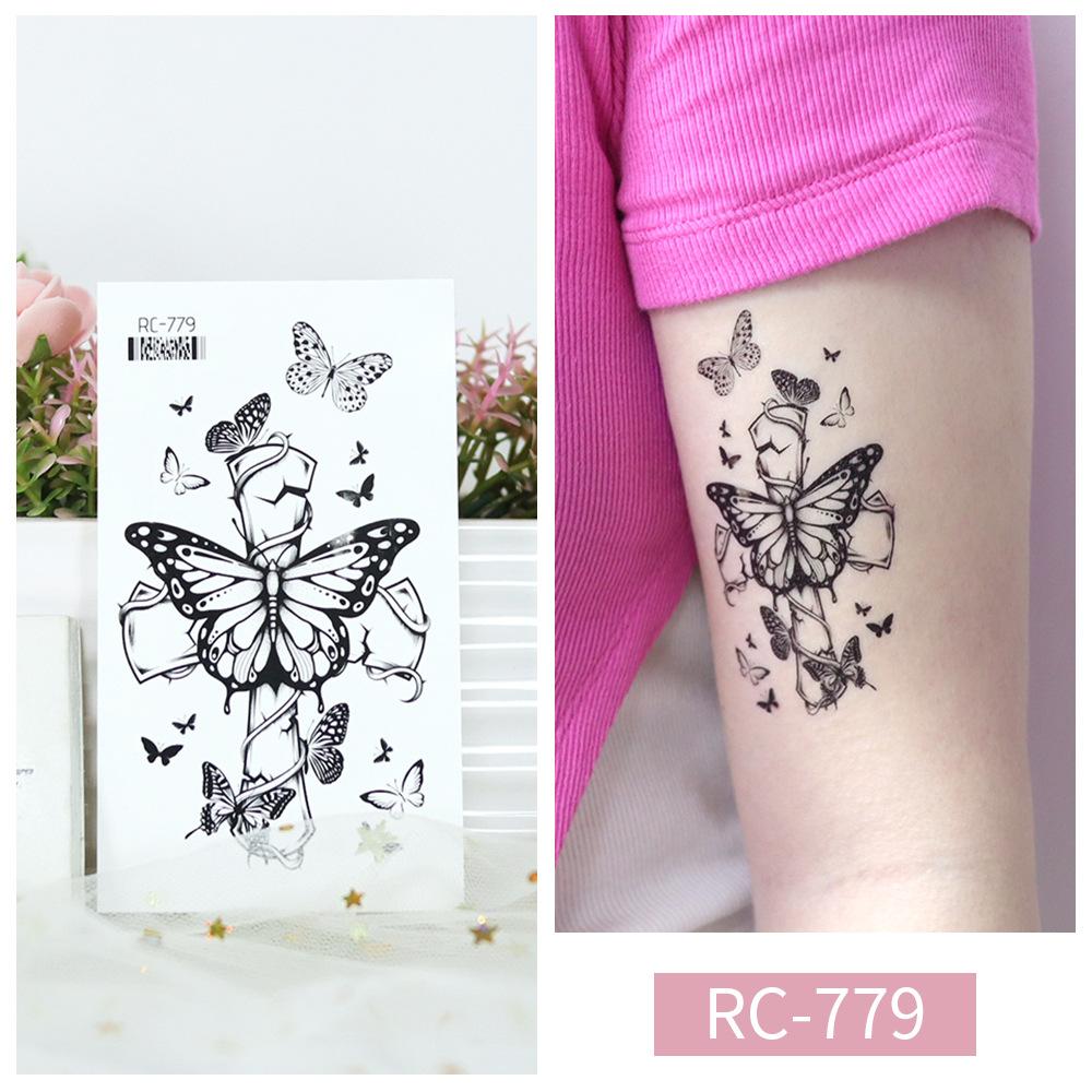 Women Sexy Temporary Tattoo Stickers Black Roses Pattern Full Flower Design Used for Arm Body Art Big Large Fake Tattoo Stickers