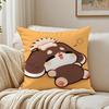 Art illustration of lying puppy Cushion Cover Linen Pillowcase Soft  for Sofa Bed Home Room Decor