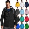 Men Solid Stripe Rain Jacket Outdoor Plus Waterproof Hooded Raincoat Windproof