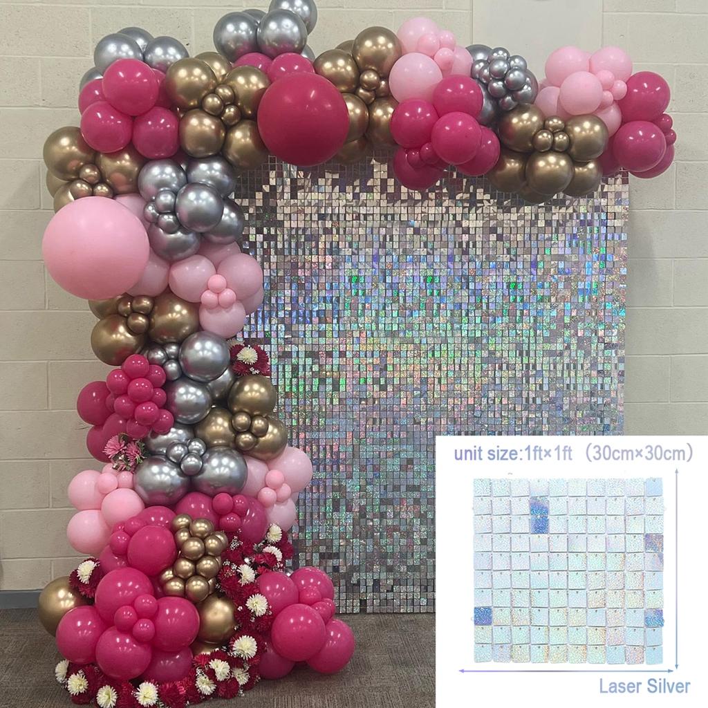 Iridescent Party Sequin Backdrop Glitter Shimmer Square Sequin Panel Wall Popular Wedding Decor Baby Shower Birthday Decoration