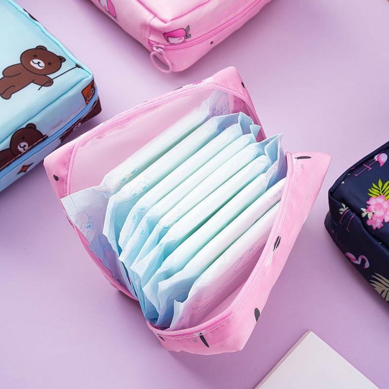 High-End Cube Sanitary Napkin Storage Bag Travel Makeup Organizer