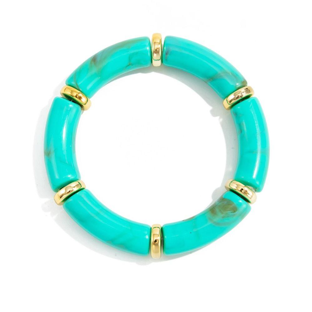 Splicing Bamboo Acrylic Bracelets Leopard Print Geometric Bracelets Curved Tube Bangle Lady Gifts