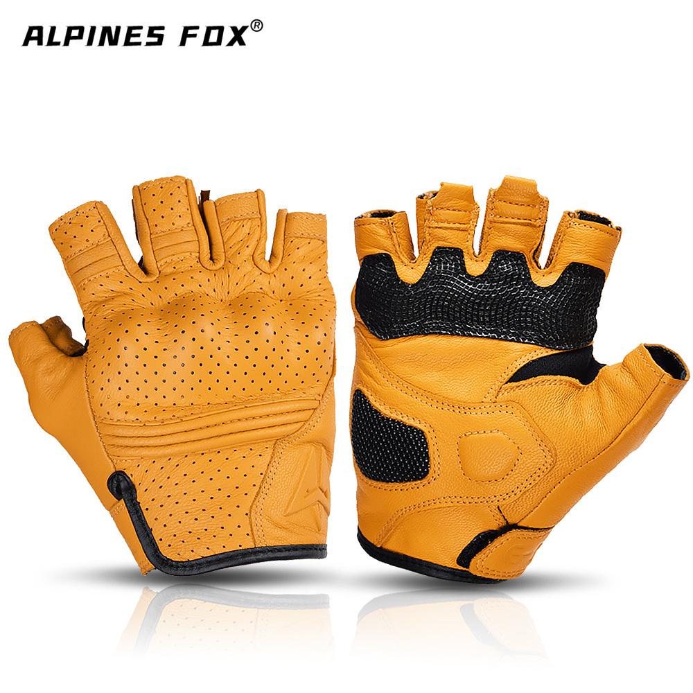 Summer Half Finger Motorcycle Gloves Men Breathable Fingerless Motorbike Gloves Retro Leather Racing Guantes Motocross Equipment
