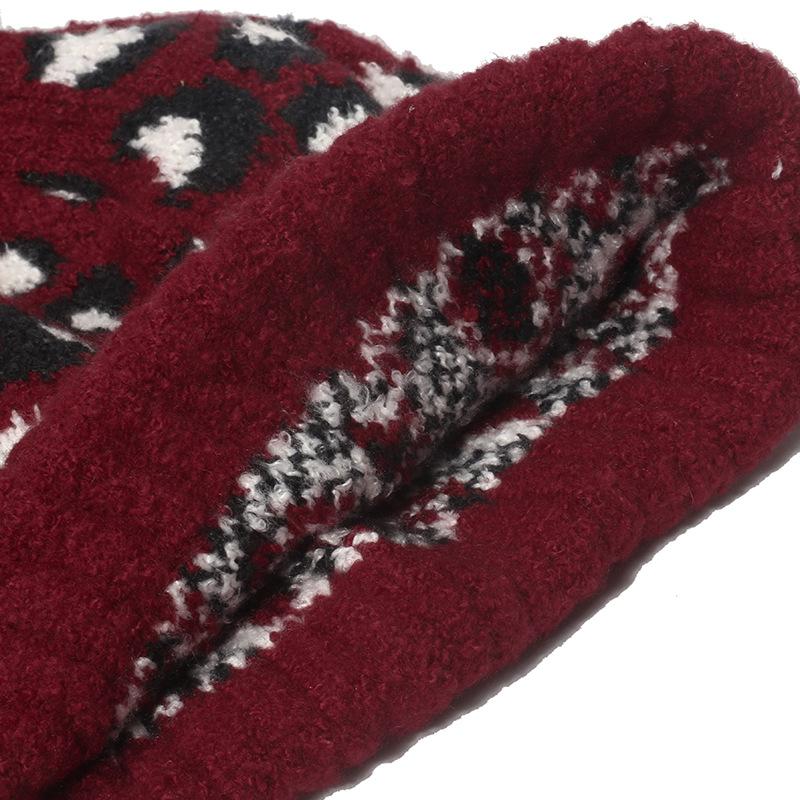 Трансграничные Amazon, европейские и американские шапки из новой шерсти, повседневные модные шапки-ушанки, теплые шапки с помпоном, вязаные шапки с леопардовым принтом