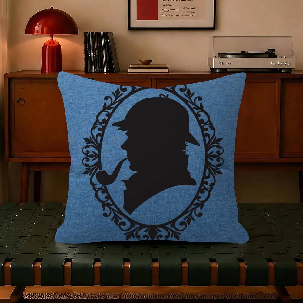 Literary Sherlock Holmes Decorative Polyester Throw Pillow Cover Square Suitable for Home Office Coffee Shop Decor