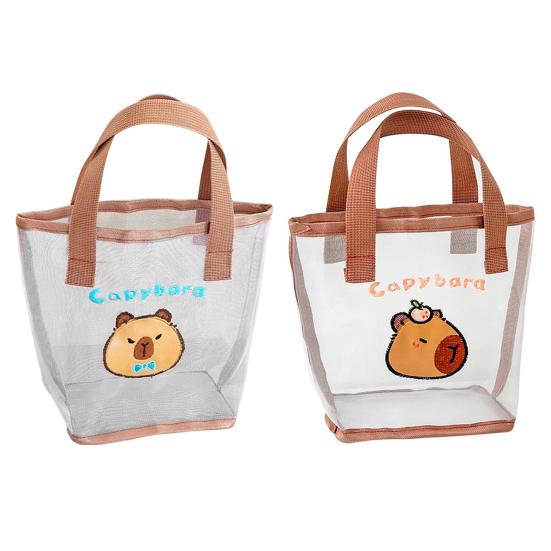 Сетчатая пляжная сумка с усиленной ручкой, большая вместительная сумка с мультяшным рисунком, водонепроницаемая, песчаная, большая пляжная сумка-тоут, аксессуары для бассейна