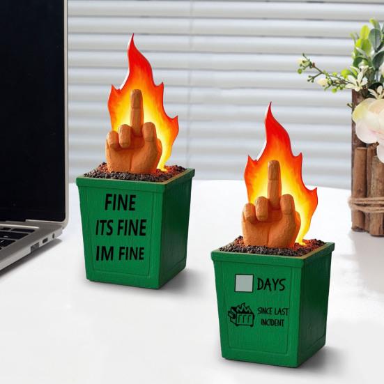 Статуя костра в мусорном контейнере, забавный средний палец, украшение для костра, забавный костер, декор для стола, домашний офис, розыгрыш, подарки