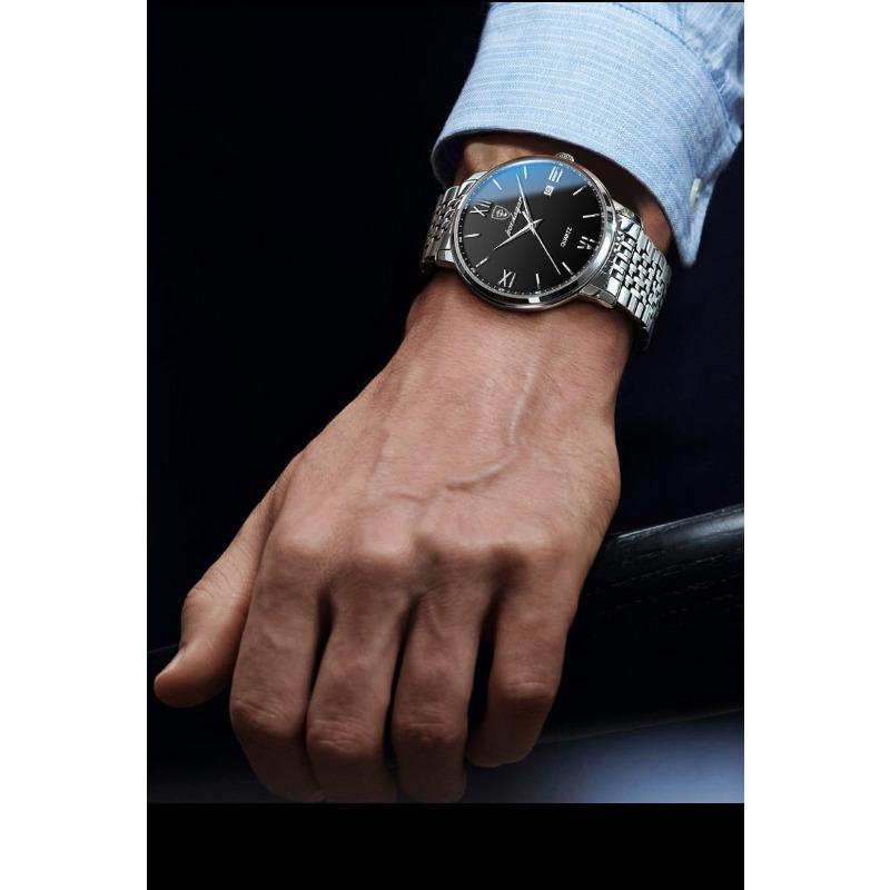 POEDAGAR Luxury Sports Men's Wristwatch Stainless Steel Waterproof Date Watch High Quality Casual Fashion Quartz Watches