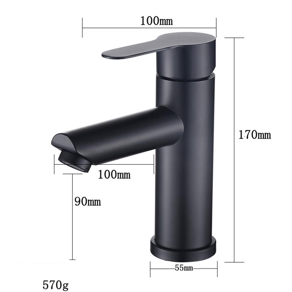 304 Stainless Steel Basin Faucet, Household Bathroom Wash Basin Hot and Cold Faucet, Black Basin Faucet