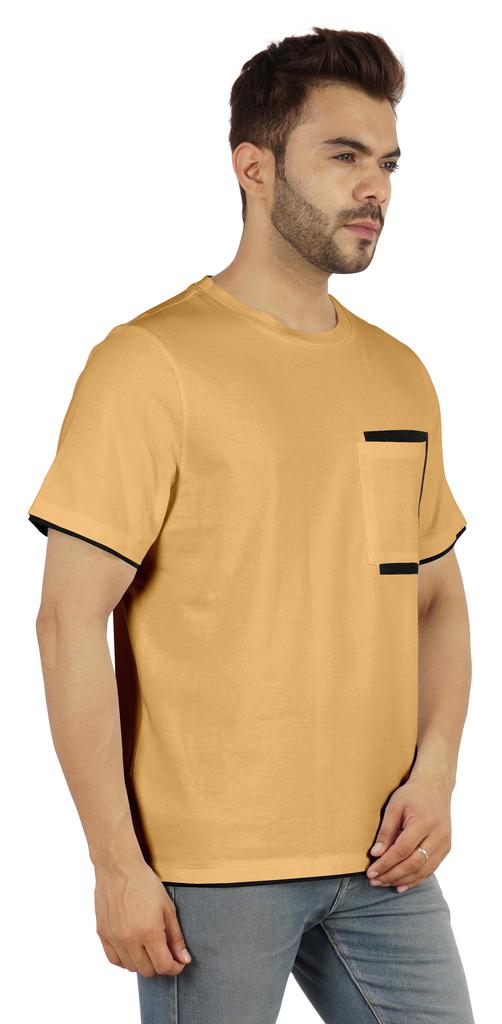 Inkmeso Мужские футболки с круглым вырезом, повседневные базовые рубашки с коротким рукавом и накладным карманом