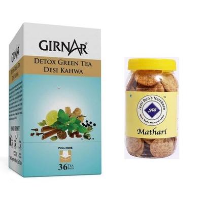 Зеленый чай Girnar Detox (36 чайных пакетиков) + Намкин Матри Джиоти Бена 250 г