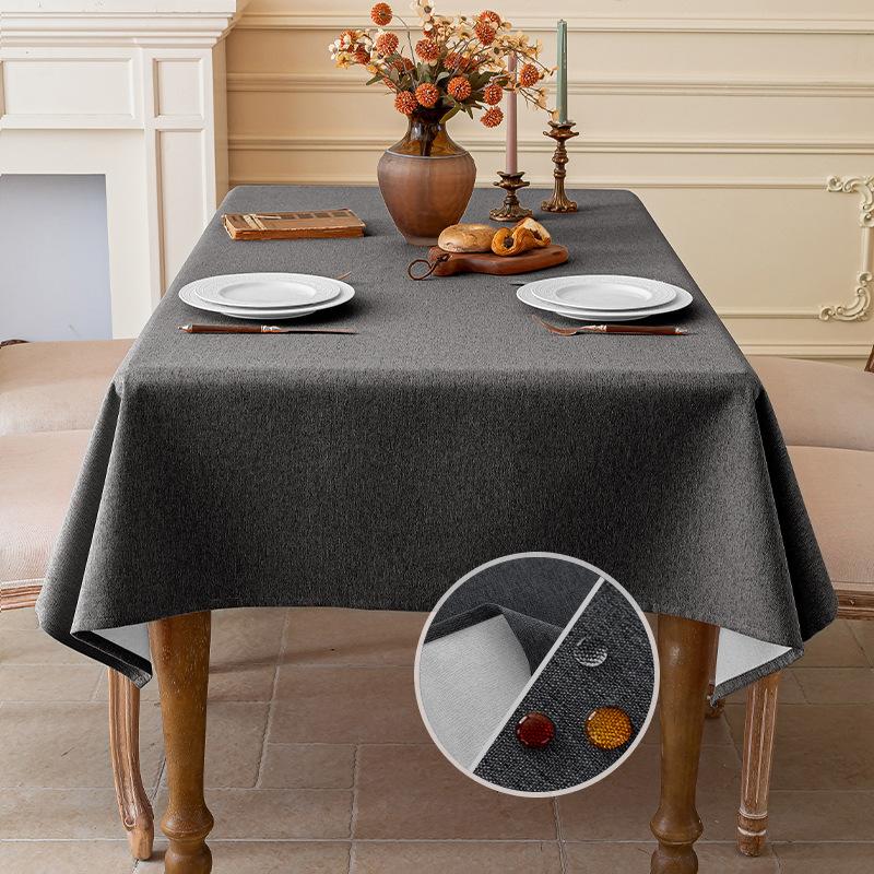 Faux Linen Rustic Reusable Rectangular Table Cloth Cover for Dining Waterproof Waterproof No-wash Dust-proof Coffee Table Cloth