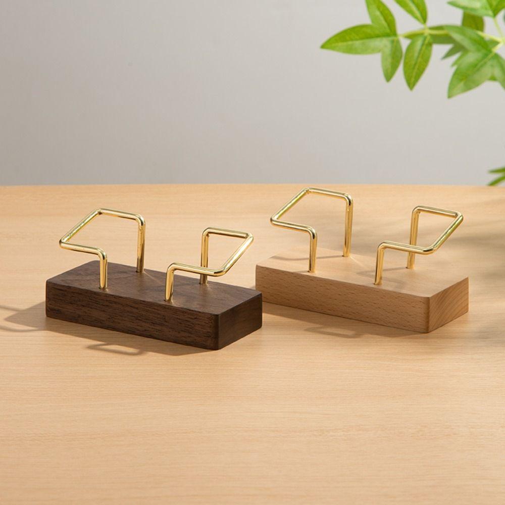 Walnut Wood Wooden Card Holder Tabletop Shelf Cards Display Stand Home Office Supply