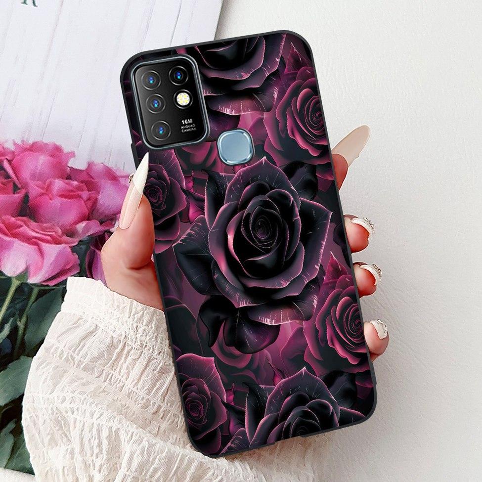 Для Infinix Hot 10 Чехол Силиконовый Милый Кот Модные Цветы Роскошная Расписная Задняя Крышка Для Чехла Телефона Inifnix Hot 10 X682B X682C