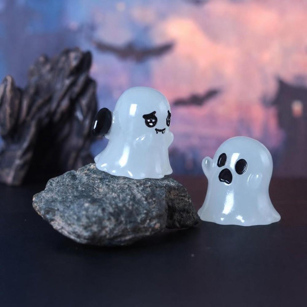 6pcs Set Micro Landscape Luminous Resin Figurines Halloween Cake Topper Home Office Desk