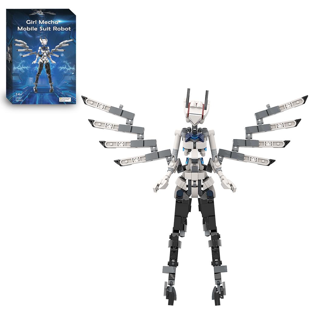 MOC Мобильный костюм Девушка-робот Механическая девушка Модель Модульные конструкторы Игрушки Костюм для Рождества/Сделай сам Детский подарок на день рождения