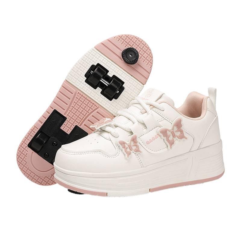 Children'S Four-Walk Shoes Invisible Retractable Roller Skates Sneakers Boys And Girls Students Eight-Wheel Deformation Skates