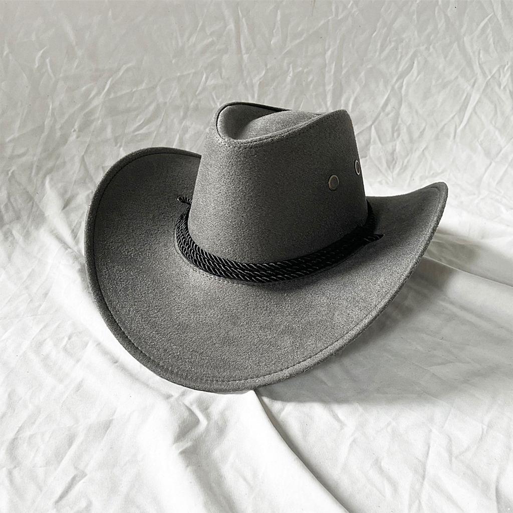 Men's Classic Cowboy Hat Western Cowboy Hat Outdoor Sun Hat Adjustable Drawstring Felt Hat