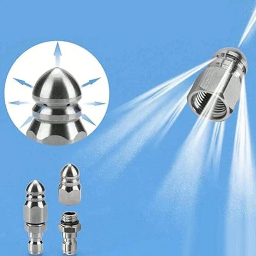 Water Rat Head High-pressure Nozzle Silver Rotating Nozzle Sewer Jetter Hose Nozzle Home