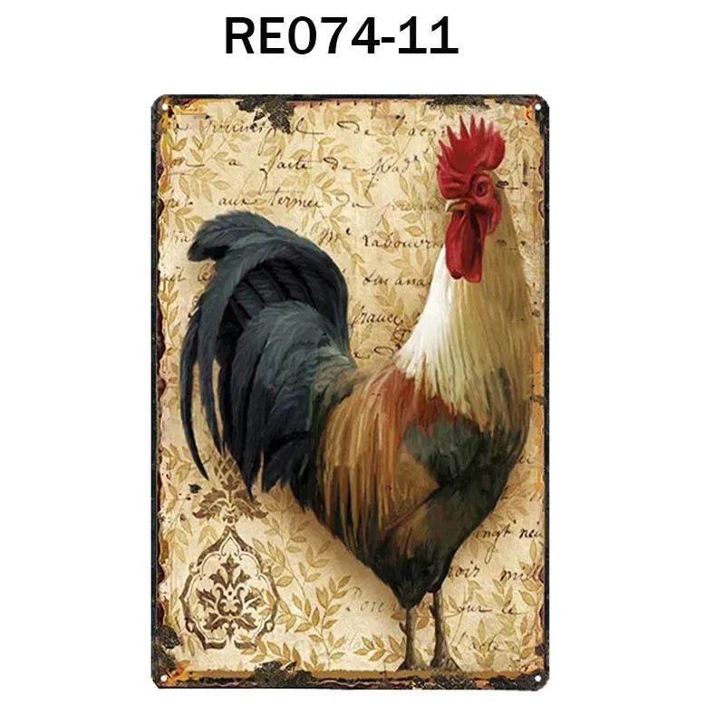 Happy-Hens Свежие яйца Металлическая жесть Плакат Куры Ферма Магазин Плакат Винтаж Ресторан Настенный декор Ретро таблички Знаки 20*30 см