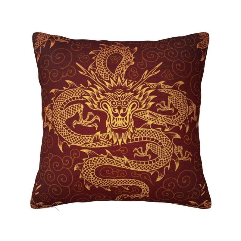 Chinese Red Dragon Totem Pattern Cushion Cover x cm Polyester Soft Throw Pillow Case For Sofa Decoration Bedding Pillowslip