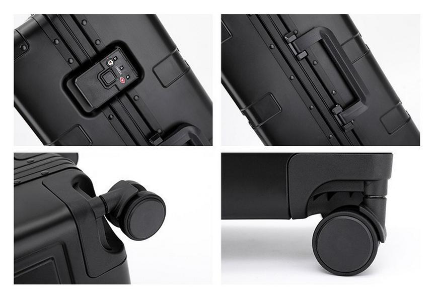 2118 Model 28-Inch Aluminum-Magnesium Alloy Trolley Case with Password Lock and 20 Universal Wheels for Men and Women