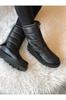 Women Modern Stylish Fashion Boots Faux Leather Fur Lined Front Zipper Waterproof Snow Boots