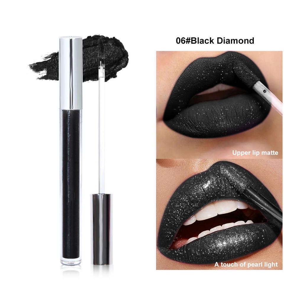 1Pc Long Lasting Waterproof Liquid Lipstick High Pigment Glitter Lip Gloss Non Stick Cup Smudge Proof Intense Color Lip Makeup for Women Girls