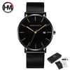 Hannah Martin Classic Bauhaus Design Men Watch Dark Blue Japan Quartz Waterproof Fashion Business Calendar Ultra Thin Watches