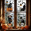 Seasonal Window Adsorption 4 Sheets Halloween Black Cat Clings, Spooky Pumpkin Reusable Sticker Sticker, Double Sided Static Decals for Glass