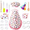 Cooking Set Children's Cute Baking Set Kitchen Toy Set Accessories Apron with Chef Hat Oven Gloves Pot Holder Cookie Cutter As Children's Kitchen Gift