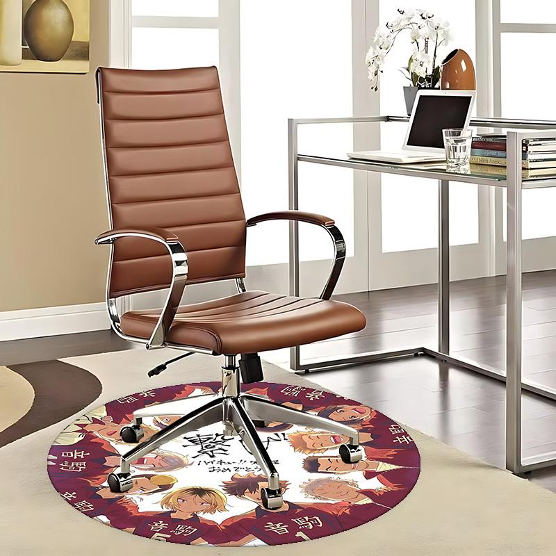 1pc Haikyuu!! Kageyama Tobio Anime Round Carpet - Office Chair Mat, Non-Slip Rug for Home Decor, Seasonal Gift, Suitable for Office, Living Room, Bedr