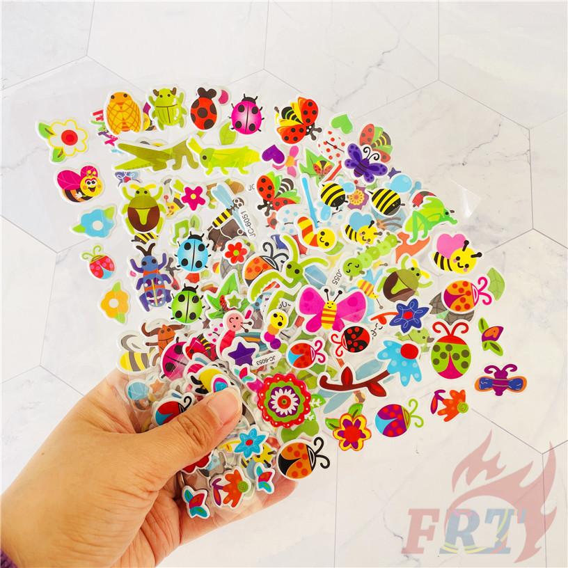 8Sheets/set Cartoon Insects Rewards Sticker Puffy Bubble Toys Stickers
