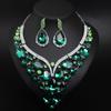 Exaggerated Crystal Glass Necklace Earrings Set Dress Banquet Women'S Accessories