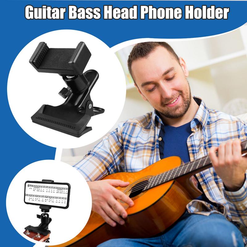 Guitar Head Clip 360 degree rotating Mobile Phone Holder Portable Live Broadcast Bracket Clip Guitar Accessories for Musicians