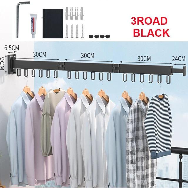 UNTIOR Retractable Cloth Drying Rack Collapsible Cloth Hanger Aluminum Wall Mount Indoor Space Saving Home Laundry Drying Rack