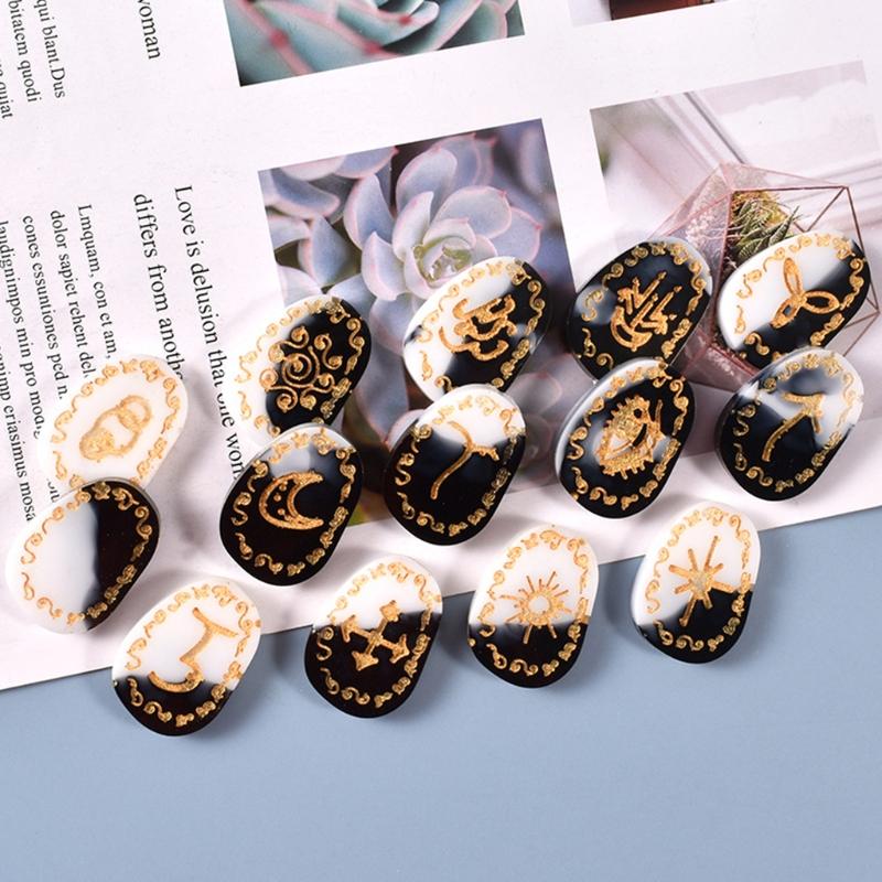 Crystal Rune Stones Silicone Molds Resin Molds Runes Symbol Crystal Molds for Resin Divination Letter Epoxy Mold