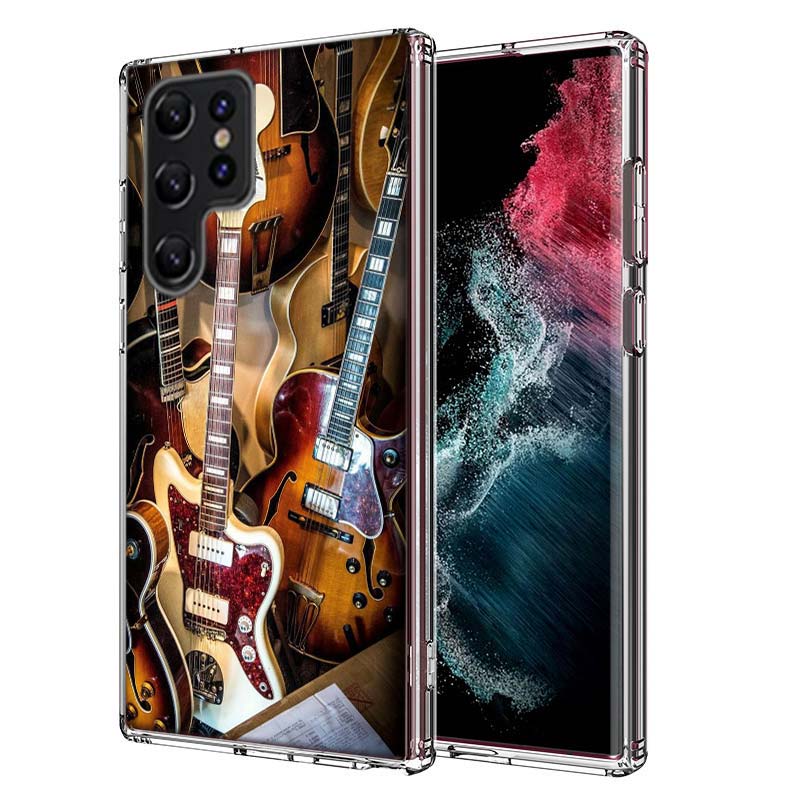 Retro rock Music Electric Guitar Phone Case For Samsung S25 Edge S24 FE Galaxy S21 S20 FE S23 S22 Ultra S10 Plus S10E Cover Clea